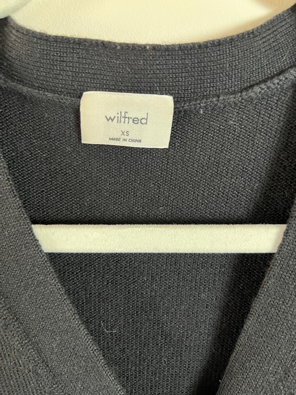 Aritzia Wilfred Utopia Sweater Dress XS Black Merino Wool V-Neck Button Front - Picture 5 of 7